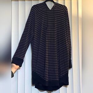 Soma XXL Sweater Dress Hoodie Stripes Grunge Casual Cozy Long sleeve Pullover